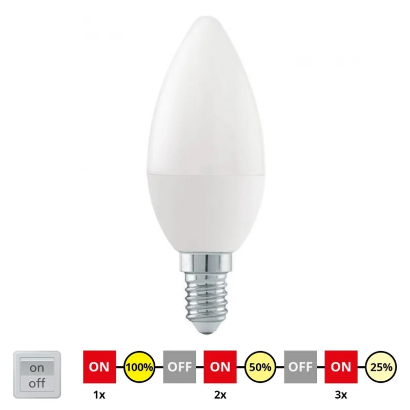 Pouze Dnes LED Stmívatelná žárovka C37 E14/6W/230V 3000K - STEPDIMMING - Eglo 54834