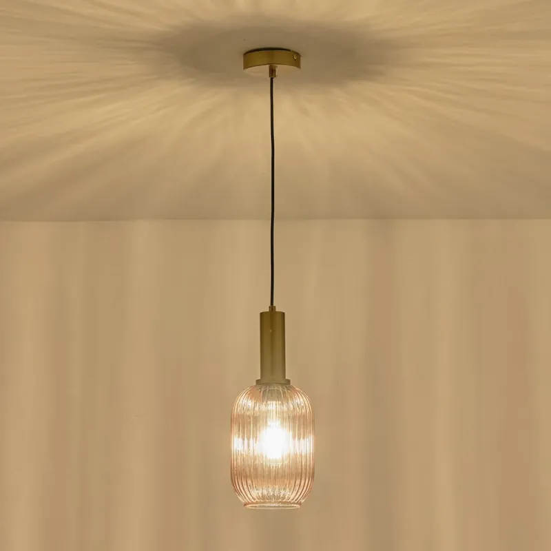 Autentický Lustr na lanku TOPAZ 1xE27/15W/230V hnědá pr. 13 cm