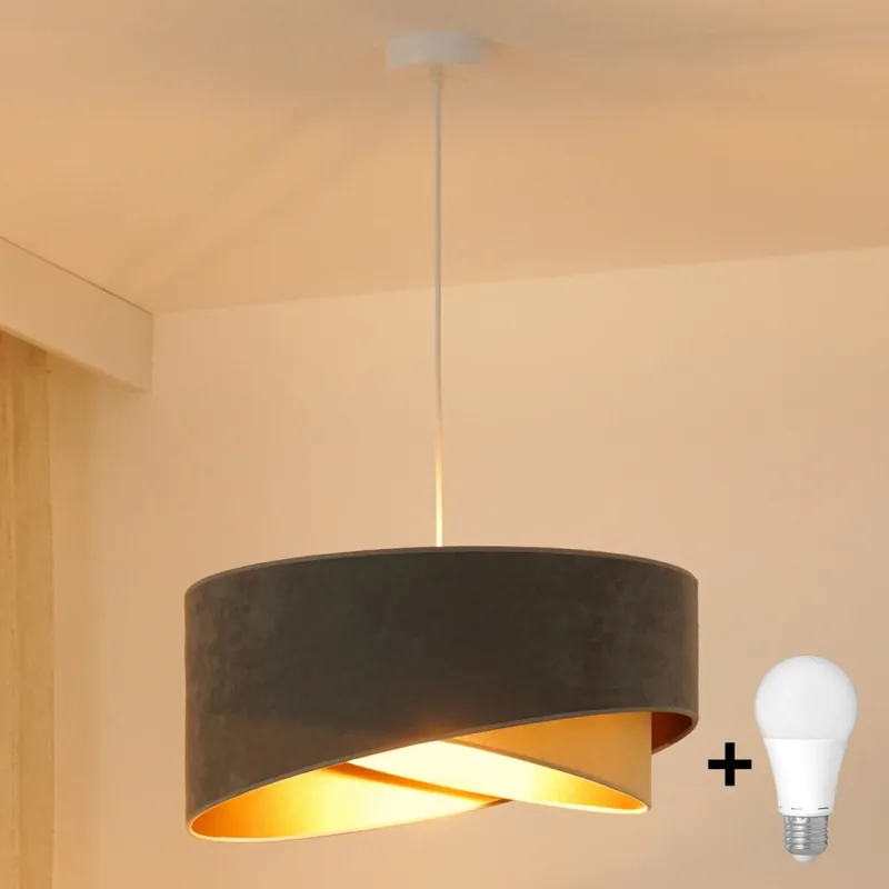 Brilagi - LED Lustr na lanku LYRA 1xE27/15W/230V šedá/béžová/zlatá Ověřený