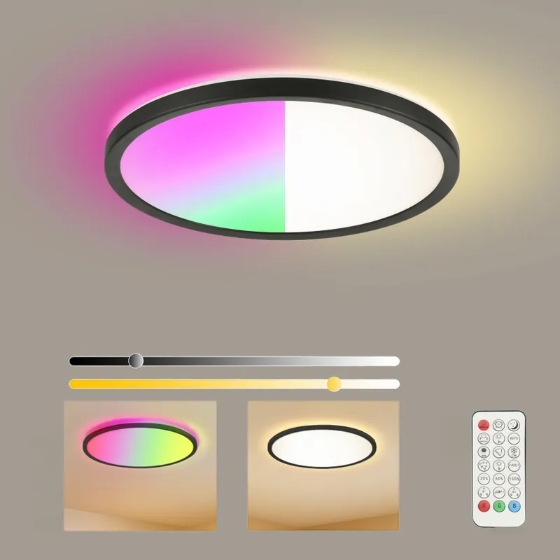 Brilagi - LED RGBW Stmívatelné stropní svítidlo ULTRA SLIM LED/18W/230V 2700-6500K pr. 30 cm černá + dálkové ovládání Levný