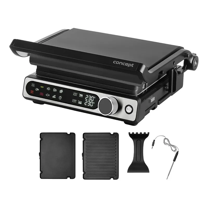 Rychlé Dodání Concept ge3500 - Kontaktní gril s teplotní sondou 2000W/230V černá