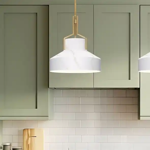 Quoizel - Lustr na tyči BRECKEN 2xE27/60W/230V zlatá/dekor mramoru Přímo Od Výrobce