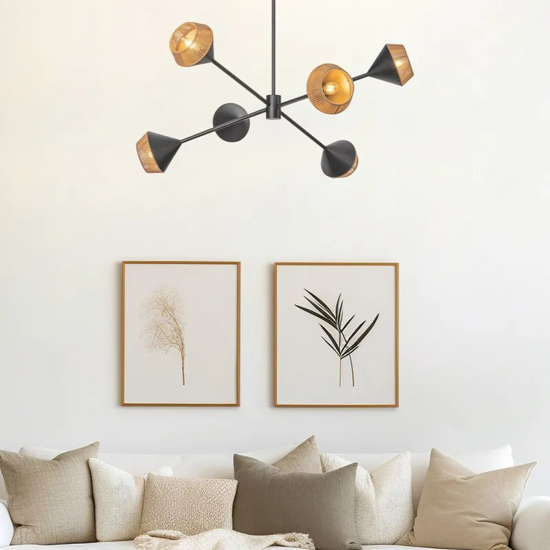 Horká Nabídka Alora Mood - Lustr na tyči DAPHNE 6xE14/40W/230V černá/hnědá