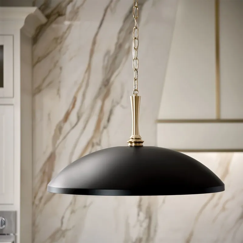 Kichler - Lustr na řetězu DELAROSA 1xE27/60W/230V černá/mosaz Cenová Bomba