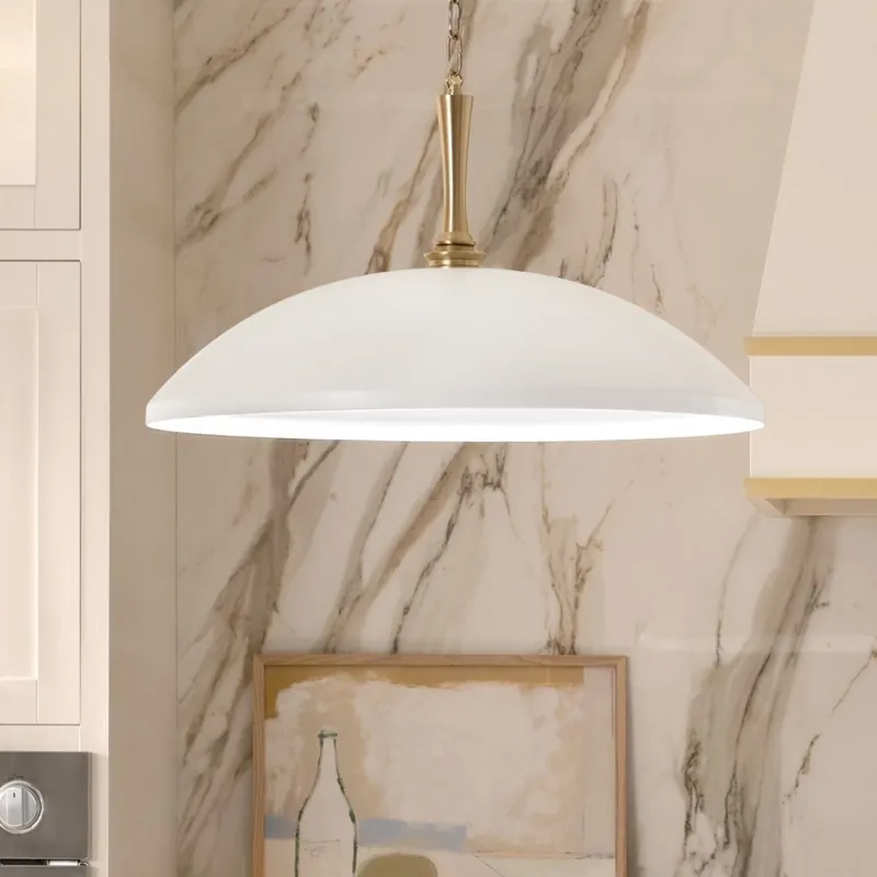 Dokud Zásoby Vydrží Kichler - Lustr na řetězu DELAROSA 1xE27/60W/230V bílá/mosaz