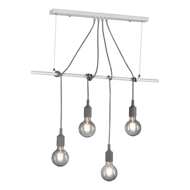 Dokud Zásoby Vydrží ONLI - Lustr na lanku WIRE 4xE27/15W/230V šedá/bílá