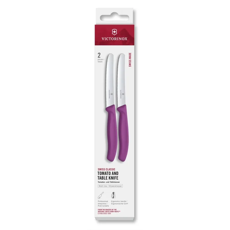 Autentický Victorinox - Sada kuchyňských nožů na zeleninu SWISS CLASSIC 11 cm 2 ks fialová