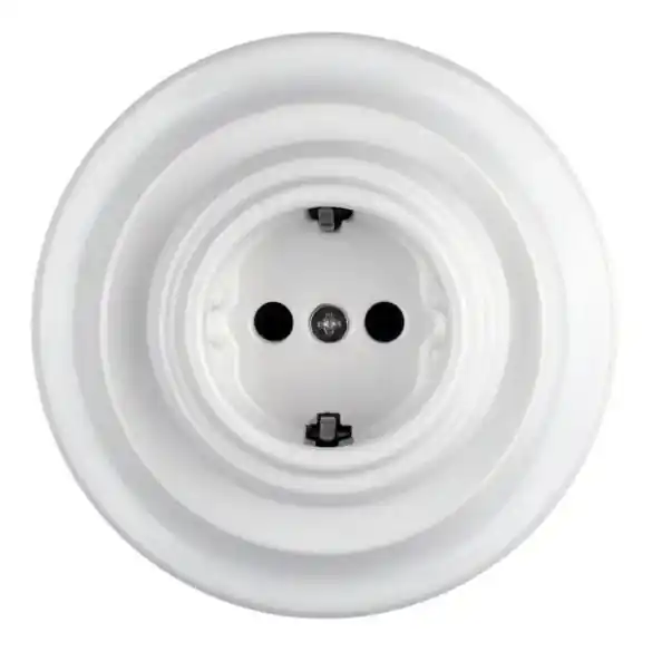 Bohemia-Design - Porcelánová retro domovní zásuvka s rámečkem SCHUKO 250V/16A bílá Vrácení Zdarma