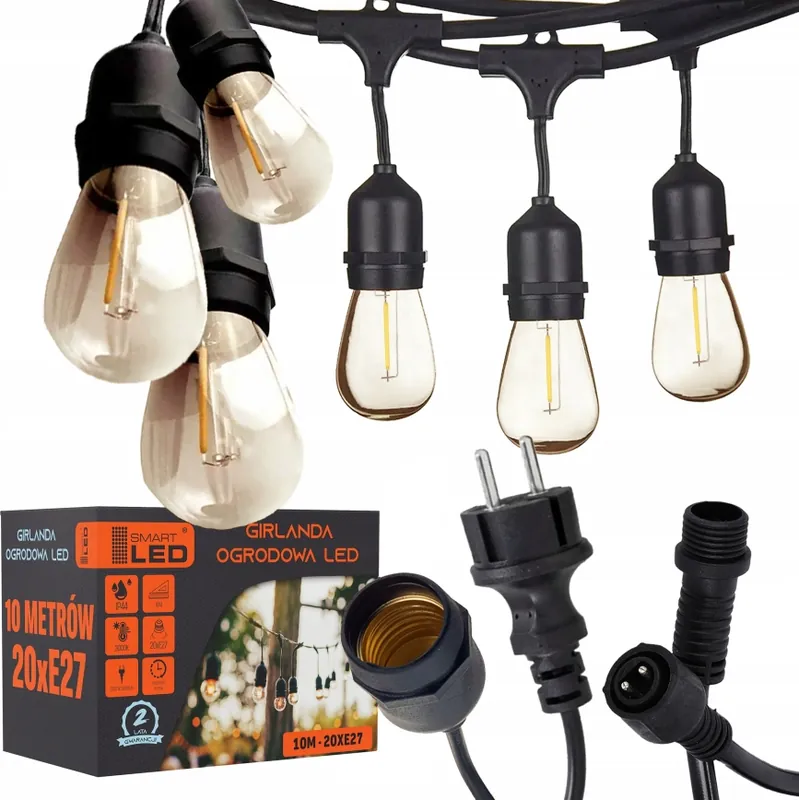 LED Venkovní dekorační řetěz 20xE27/1W/230V 11,44 m IP44 černá Výhodná Nabídka