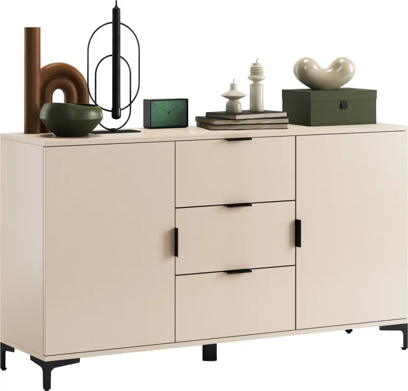 Ihned K Objednání Komoda se zásuvkami a dvířky LORA 150x85x40 cm béžová