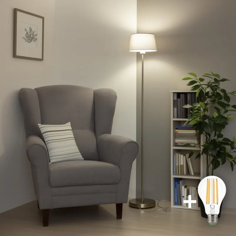 Brilagi - LED Stojací lampa CERIA 1xE27/40W/230V pr. 25 cm šedá/matný chrom Aktuální