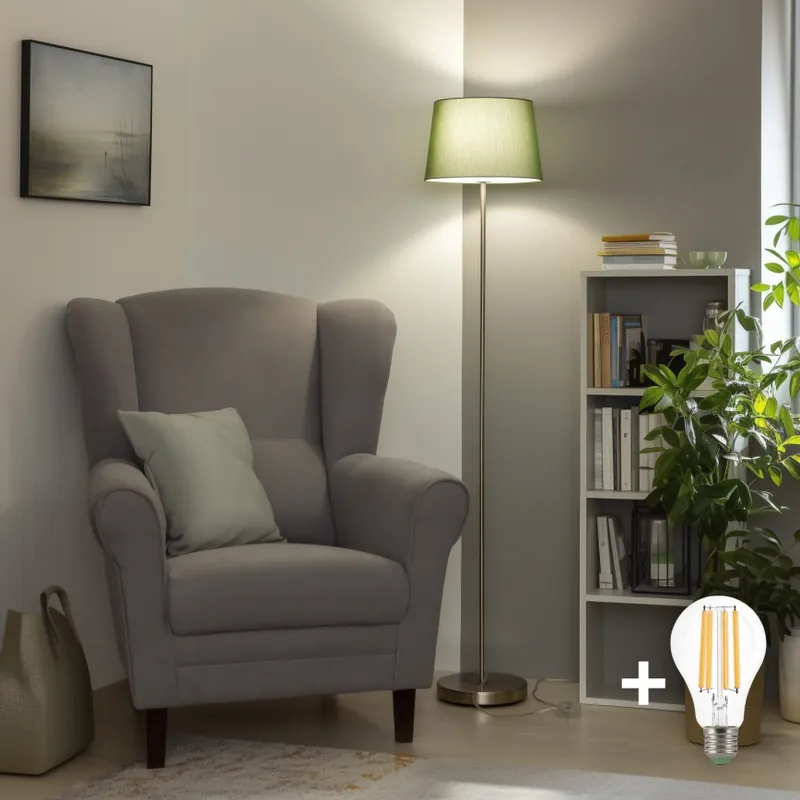 Bezpečná Platba Brilagi - LED Stojací lampa CERIA 1xE27/40W/230V pr. 30 cm zelená/matný chrom