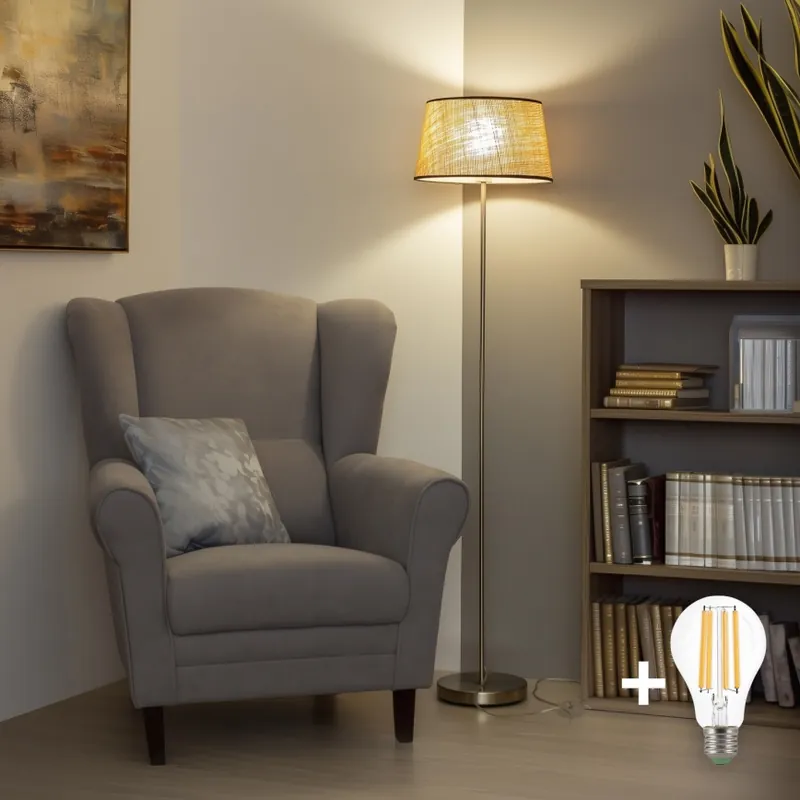 Brilagi - LED Stojací lampa CERIA 1xE27/40W/230V pr. 35 cm béžová/matný chrom Přímo Od Výrobce