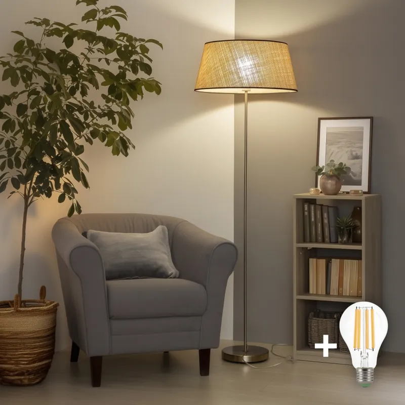 Značkový Brilagi - LED Stojací lampa CERIA 1xE27/40W/230V pr. 50 cm béžová/matný chrom