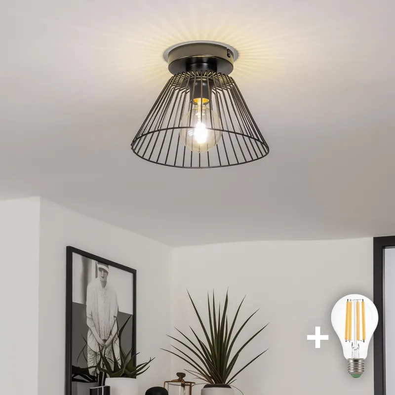 Brilagi - LED Přisazený lustr CERIA WIRE 1xE27/40W/230V pr. 21 cm černá Přímo Od Výrobce