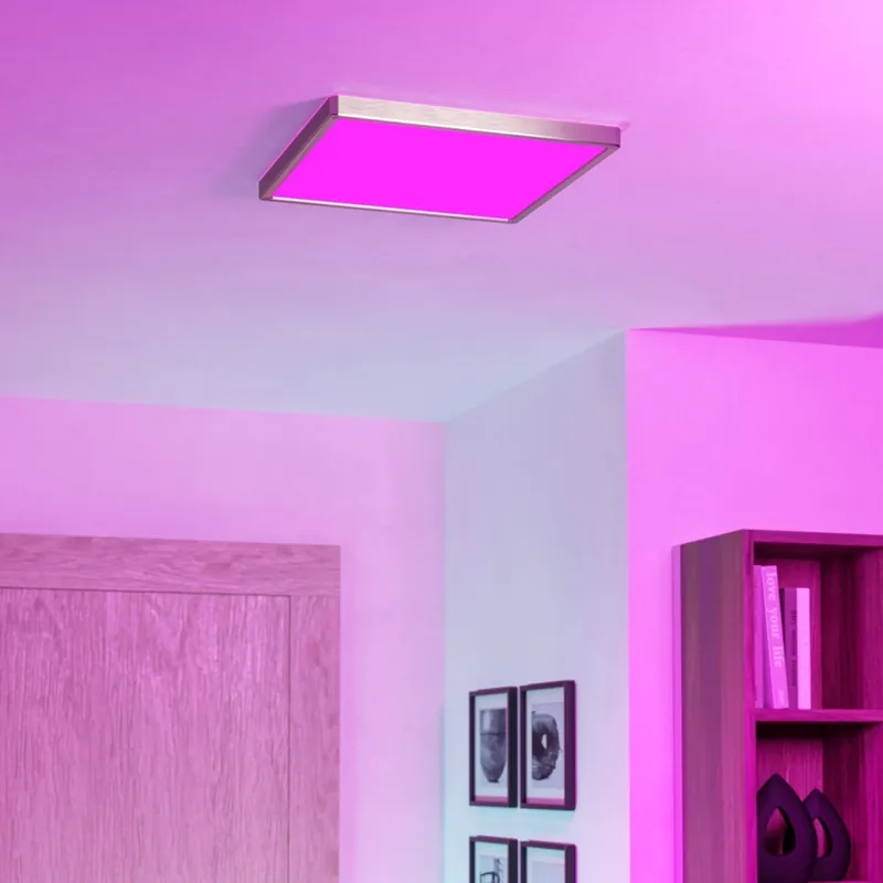 Akční Cena Eglo - LED RGBW Stmívatelné koupelnové stropní svítidlo LED/17,8W/230V 2700-6500K 39x39 cm IP44 matný chrom