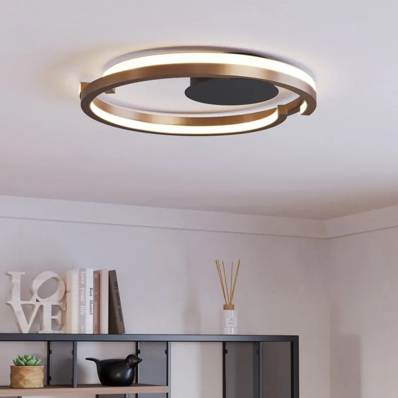 Přímo Od Výrobce Eglo - LED Stmívatelné stropní svítidlo 2xLED/20W/230V 2700-6500K pr. 48 cm bronzová + dálkové ovládání