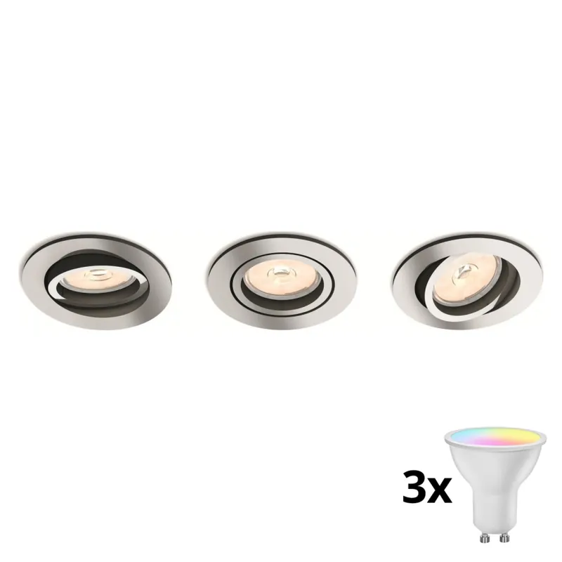 Zlevněný Philips - SADA 3x LED RGBW Stmívatelné podhledové svítidlo 1xGU10/4,8W/230V lesklý chrom + dálkové ovládání