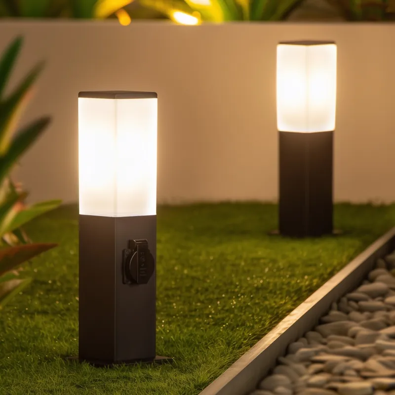 Brilagi - Venkovní lampa se 2 zásuvkami SCHUKO NOVA 1xE27/15W/230V 40 cm IP44 černá Nakupujte Hned