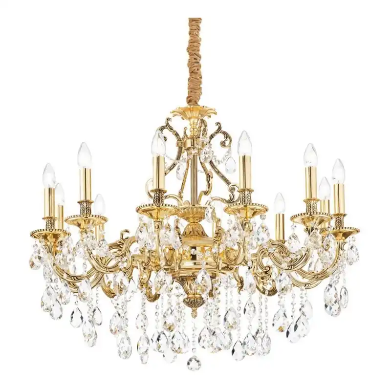 Výhodná Nabídka Ideal Lux - Křišťálový lustr na řetězu GIOCONDA 12xE14/40W/230V pr. 90 cm zlatá