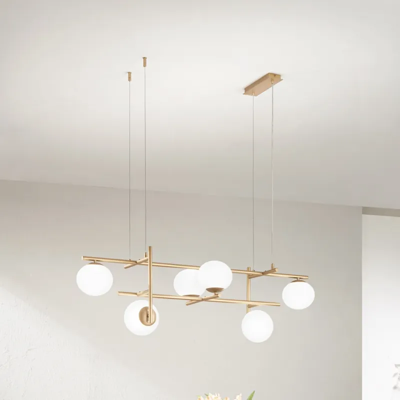 Ondaluce - Lustr na lanku JEWEL 6xE14/10W/230V zlatá/bílá Omezená Nabídka