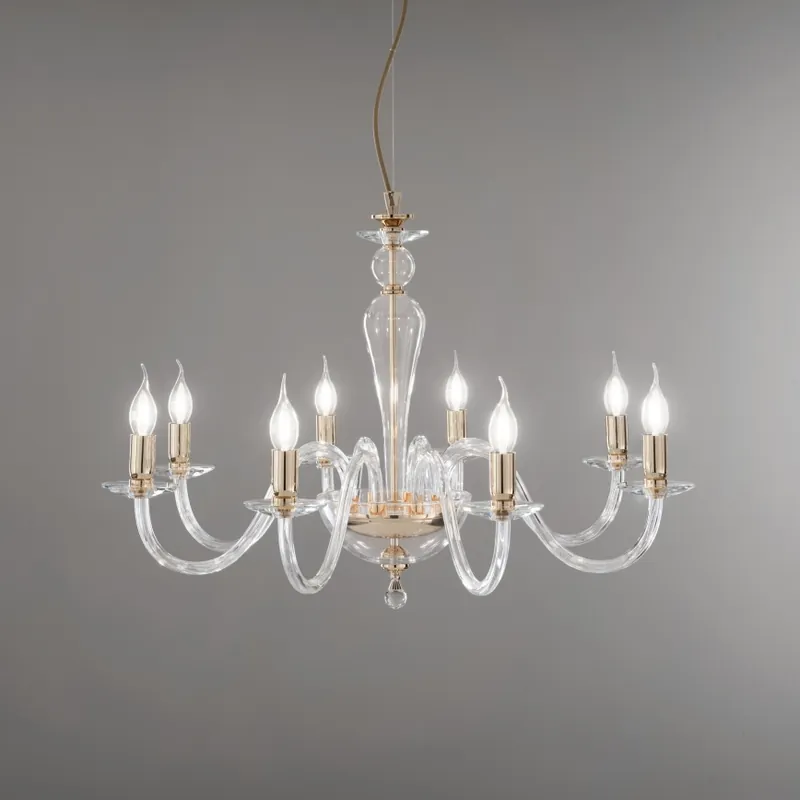 Ondaluce - Lustr na lanku PAGANINI 6xE14/10W/230V pr. 70 cm zlatá/čirá Cenově Výhodný