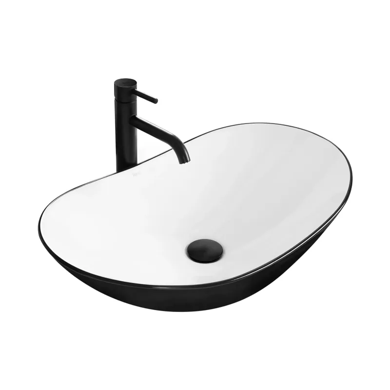 Super Cena REA-U6600 - Umyvadlo na desku ROYAL 36x62,5 cm keramika/bílá/černá