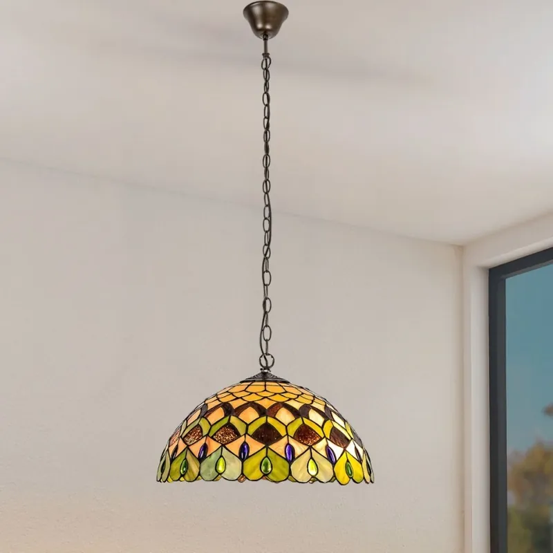 Brilagi - Tiffany vitrážový lustr na řetězu MARGARET 2xE27/60W/230V Levný
