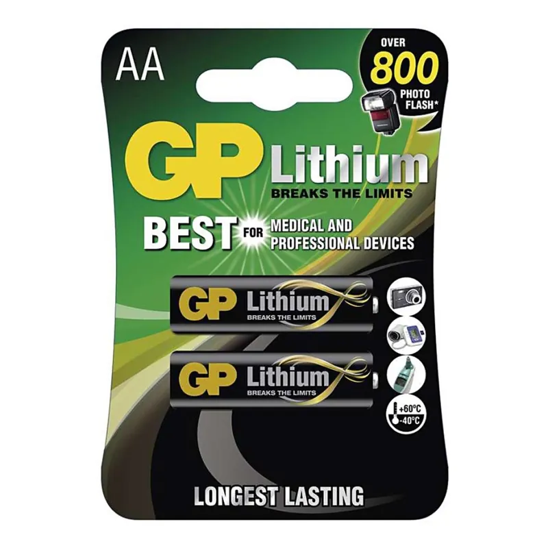 Vysoce Kvalitní 2 ks Lithiová baterie AA GP LITHIUM 1,5V