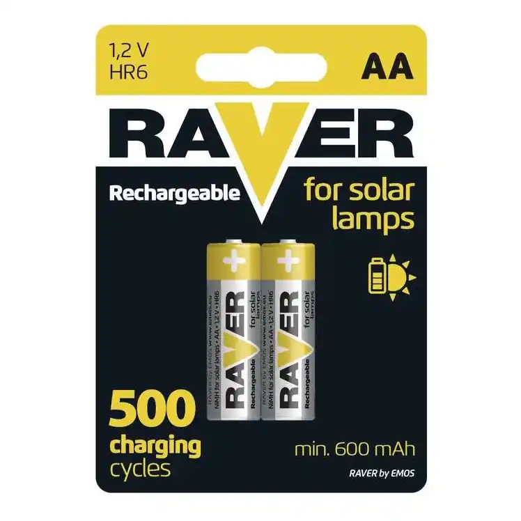 Nejlepší Cena 2 ks Nabíjecí baterie AA RAVER NiMH/1,2V/600 mAh