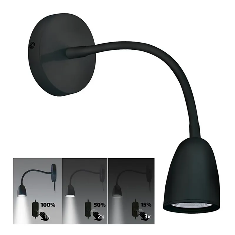 Brilagi - LED Stmívatelná nástěnná lampička LED/4W/230V černá Přímo Od Výrobce