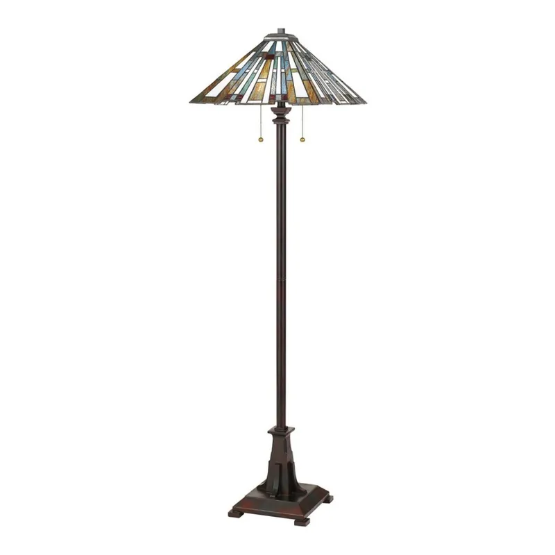 Přímo Od Výrobce Quoizel - Stojací lampa Tiffany MAYBECK 2xE27/60W/230V