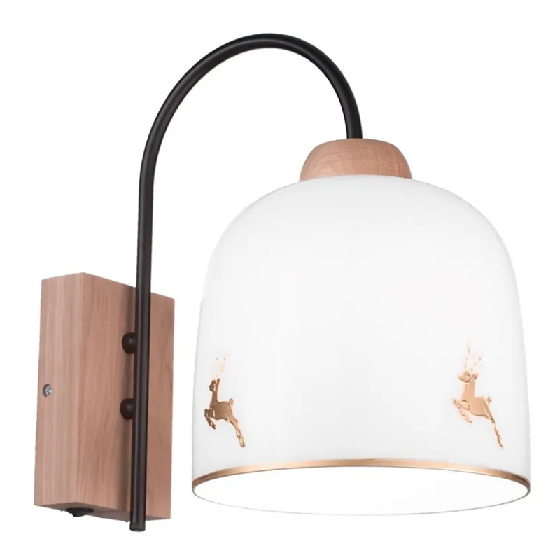 Finální Výprodej Kolarz A1352.61.Au.100 - Nástěnná lampa NONNA 1xE27/60W/230V jeleni dub/bílá/zlatá