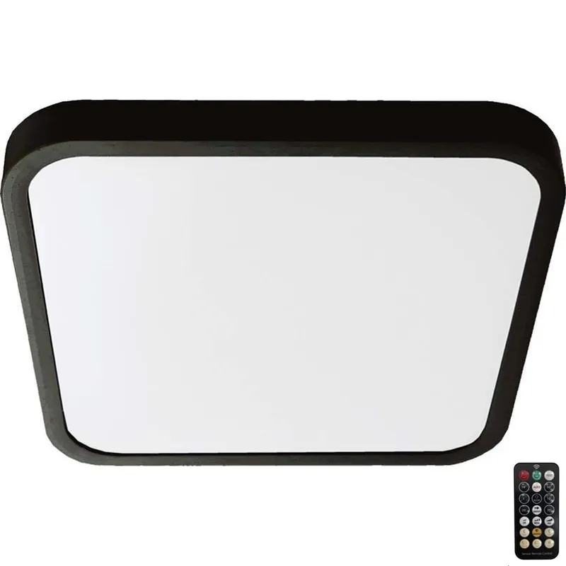 LED Koupelnové stropní svítidlo se senzorem LED/36W/230V 4000K IP44 42x42 cm černá + dálkové ovládání Nejlepší Volba