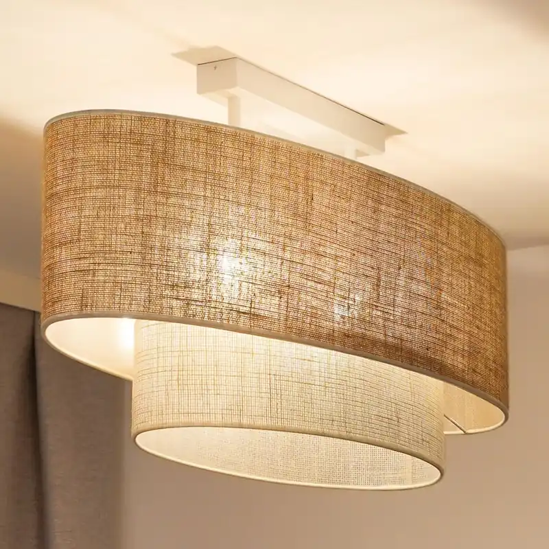 Hit Sezóny Duolla - Přisazený lustr DOUBLE OVAL YUTE 2xE27/15W/230V hnědá/krémová