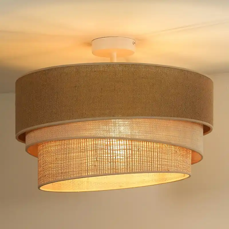 Omezená Nabídka Duolla - Přisazený lustr YUTE TRIO 1xE27/15W/230V pr. 45 cm hnědá/šedá/béžová