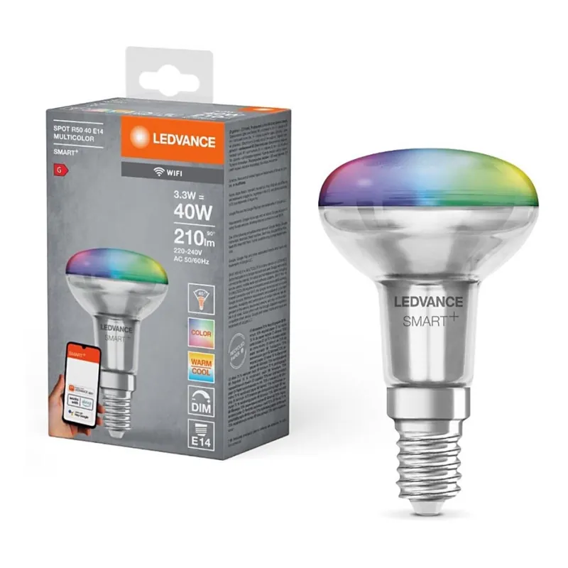 LED RGBW Stmívatelná reflektorová žárovka SMART+ R50 E14/3,3W/230V 2700-6500K Wi-Fi - Ledvance Must-Have