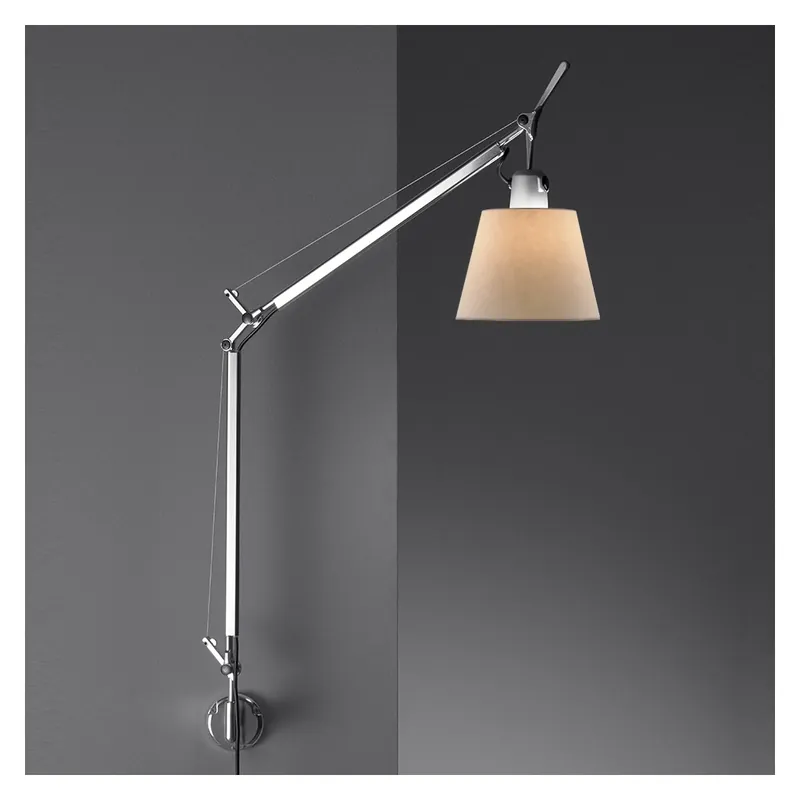 Artemide Tolomeo Basculante 180 Parette, nástěnná lampa do zásuvky s vypínačem, pergamenové stínítko, 1x8W LED E27, max. výška 111,7cm Autentický