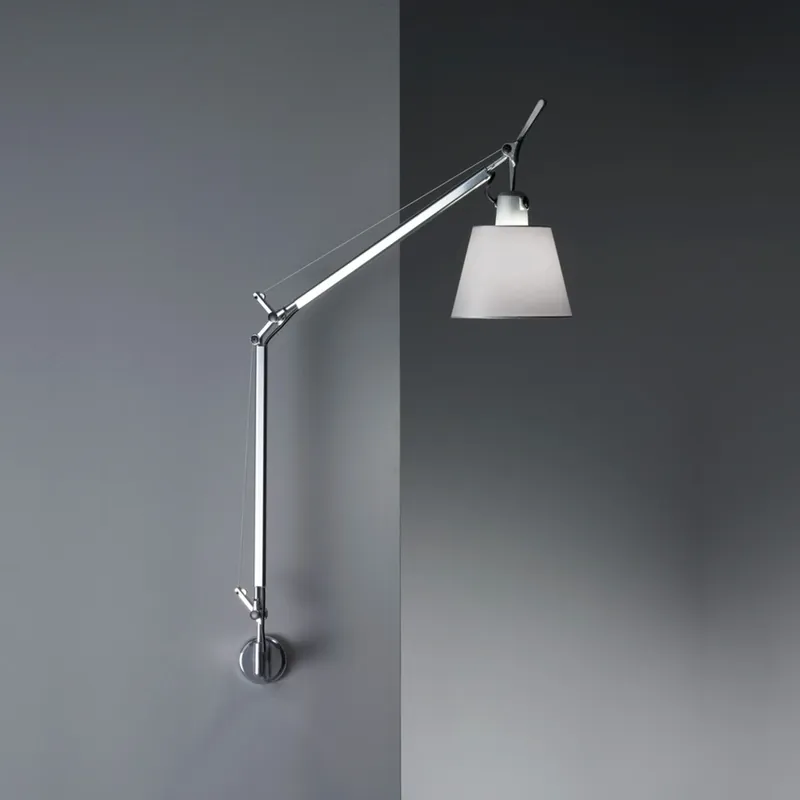 Nová Kolekce Artemide Tolomeo Basculante 180 Parette, nástěnná lampa do závuvky s vypínačem, satinové stínítko, 1x8W LED E27, max. výška 111,7cm