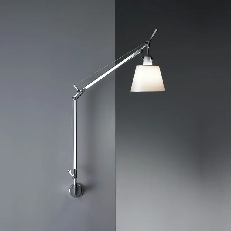 Rychlé Dodání Artemide Tolomeo Basculante 180 Parette, nástěnná lampa do svorkovnice s vypínačem, pergamenové stínítko, 1x8W LED E27, max. výška 111,7cm