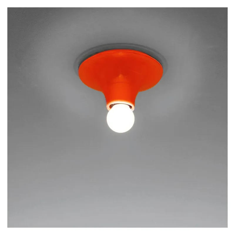 Artemide Teti, oranžové nástěnné/stropní svítidlo s přiznanou žárovkou, 1x28W E27, prům. 14cm Nejlepší Volba
