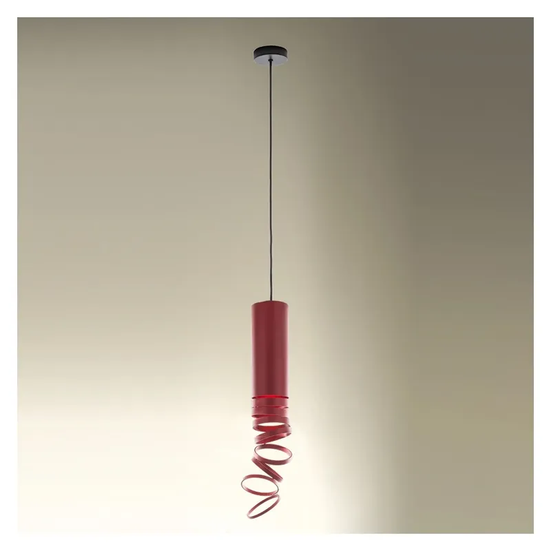 Autentický Artemide Decomposé Light, červené závěsné svítidlo, 1x8W E27, výška 60cm