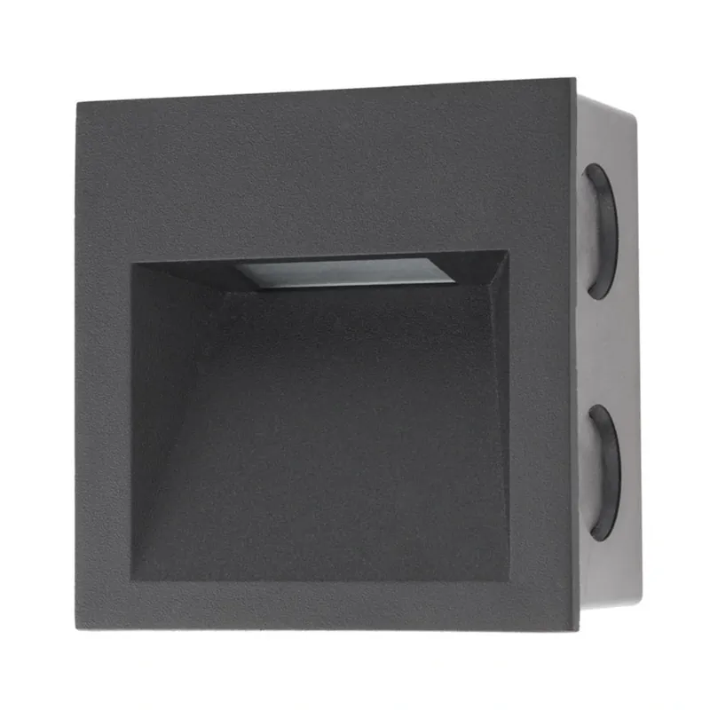 Arelux Xghost, černé interiérové zápustné svítidlo do stěny, 2W LED 3000K, 9x9cm, IP20 Must-Have