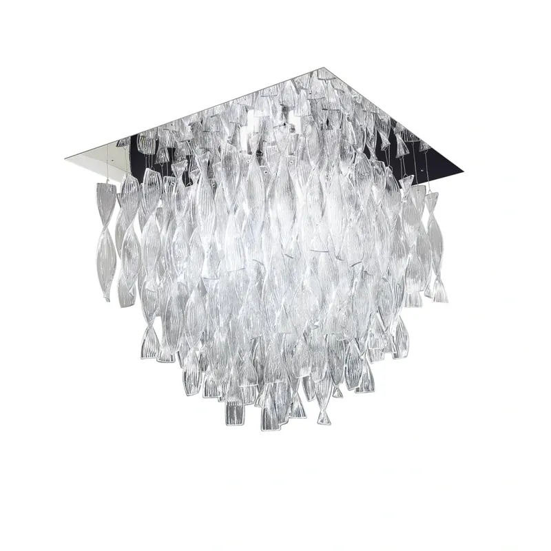 Axolight Aura, luxusní stropní svítidlo z čirého muránského skla, 4x100W E27, 60x60cm, délka 58cm Rychlé Dodání