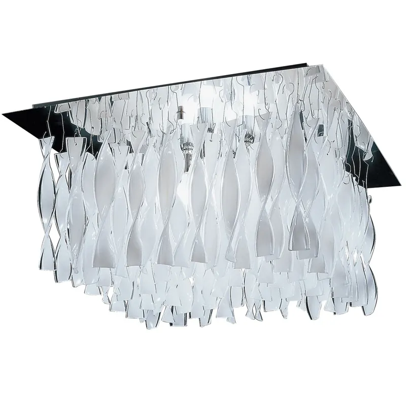 Nejlepší Cena Axolight Aura, luxusní stropní svítidlo z bílého muránského skla, 4x100W E27, 75x75cm, délka 40cm