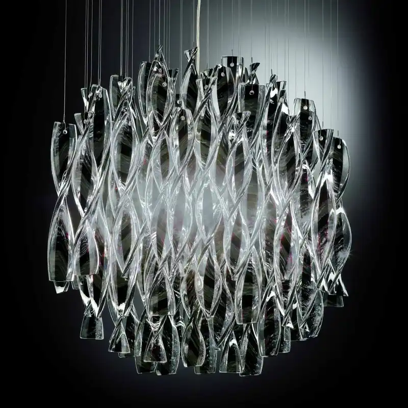Horká Nabídka Axolight Aura, luxusní závěsné svítidlo z čirého muránského skla, 1x150W E27, prům. 47cm, délka 160cm