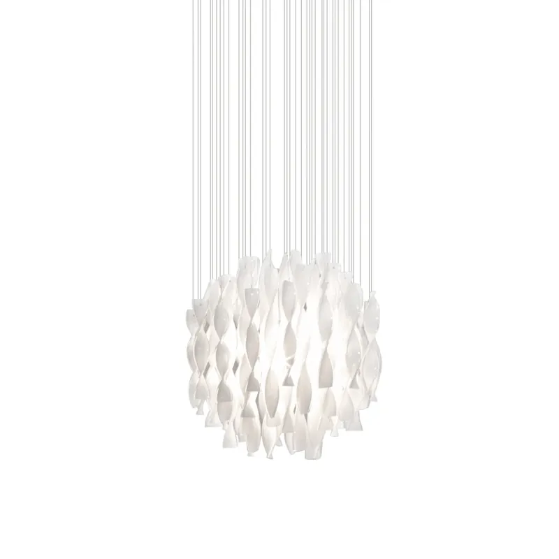 Nízká Cena Axolight Aura, luxusní závěsné svítidlo z bílého muránského skla, 1x150W E27, prům. 60cm, délka 160cm