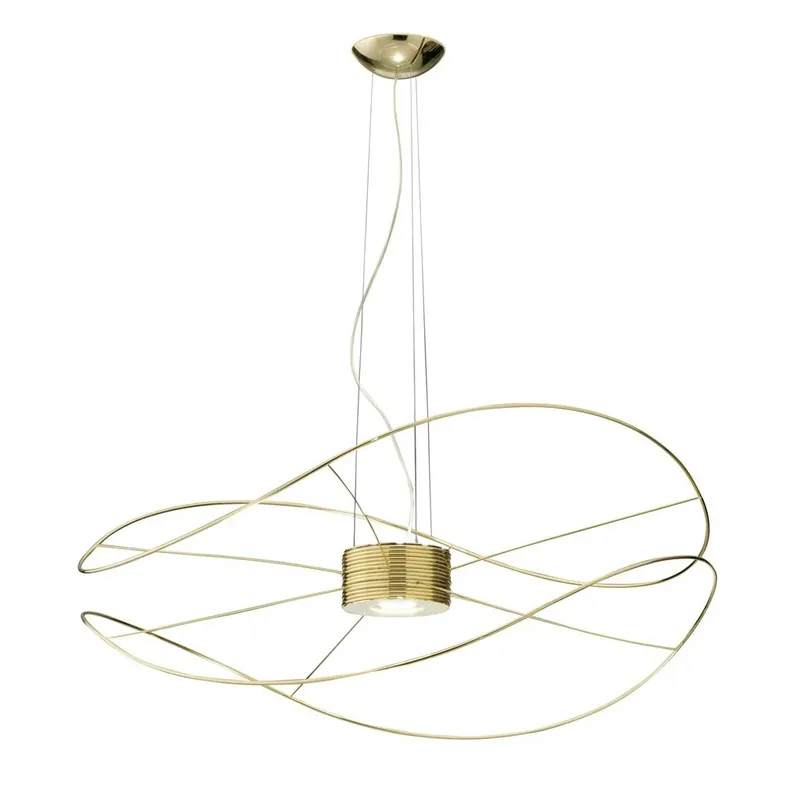 Nová Kolekce Axolight Hoops 2, zlaté závěsné svítidlo, 2x16W LED 3000K stmívatelné, prům. 100cm, výška 43cm
