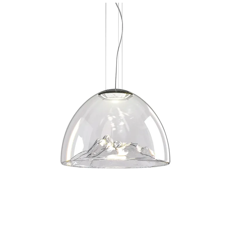 Axolight Mountain View, designové svítidlo z foukaného čirého skla / chrom, 17W LED 3000K stmívatelné, prům. 50cm Aktuální