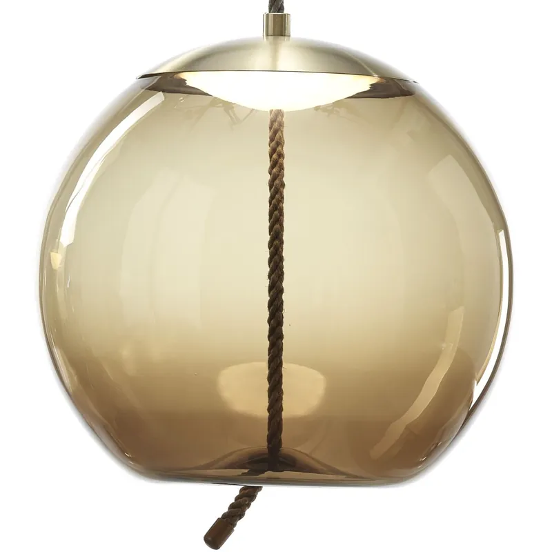 Brokis Knot Sfera, závěsné svítidlo, hnědé kouřové sklo - mosaz, 14W LED 2700K stmívatelné, prům.50cm Zlevněný